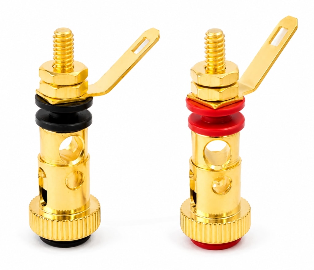 SPEAKER TERMINAL RED-BLACK WIRE IN GOLD